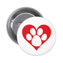 Heart Dog Paw Pinback Button