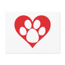 Heart Dog Paw postcards