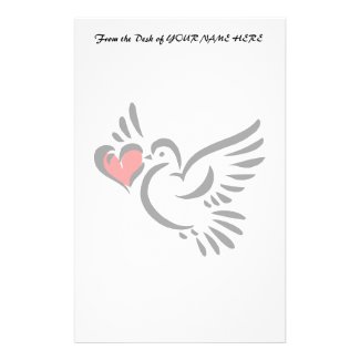 heart dove graphic love valentine stationery design