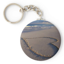 Heart Drawn on the Beach Key Chains