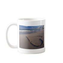 Heart Drawn on the Beach Coffee Mugs