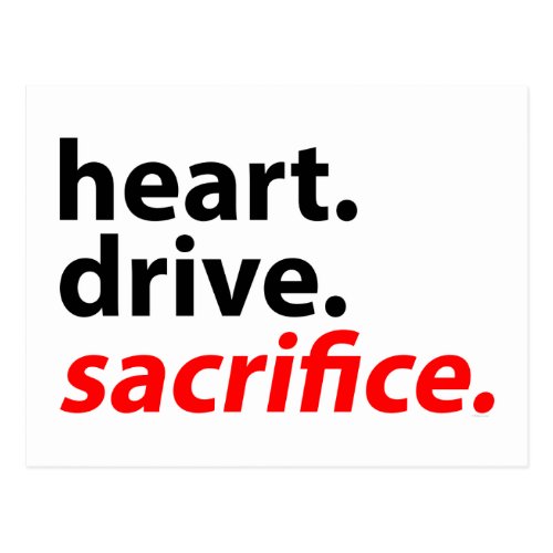 Heart Drive Sacrifice Fitness Motivation Slogan Post Card