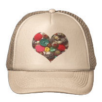 Heart Filled with Red and Green Buttons hats
