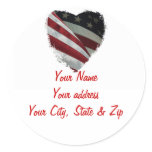 Heart Flag Address Labels Stickers