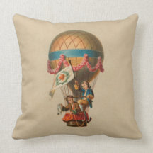 Heart Flag Hot Air Balloon Throw Pillow
