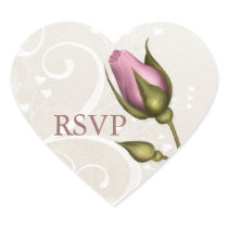 Heart Flourish Rose Heart Wedding Stickers