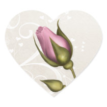 Heart Flourish Rose Wedding Stickers