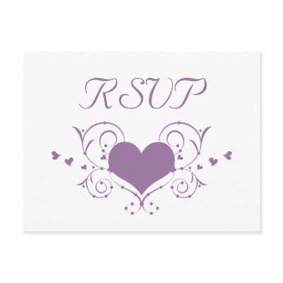 Heart Flourish RSVP Postcard, Purple