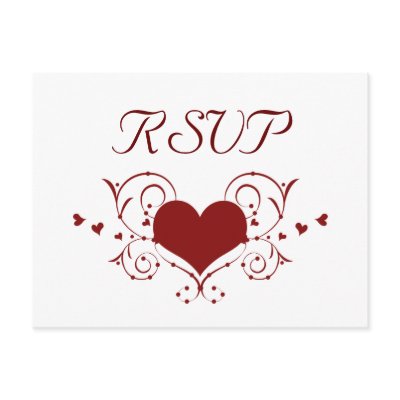 Heart Flourish RSVP Postcard, Red