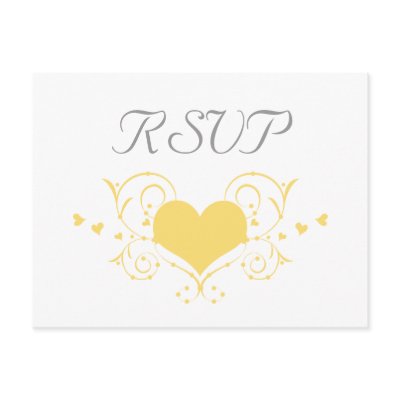 Heart Flourish RSVP Postcard, Yellow