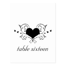 Heart Flourish Table Postcard, Black