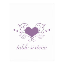 Heart Flourish Table Postcard, Purple