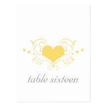 Heart Flourish Table Postcard, Yellow