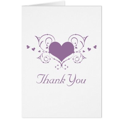 Heart Flourish Thank You Card, Purple