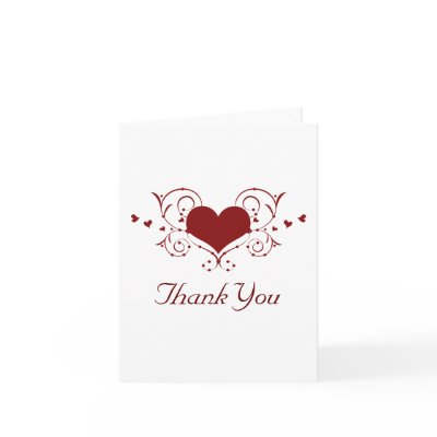 Heart Flourish Thank You Card, Red