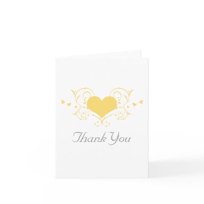 Heart Flourish Thank You Card, Yellow