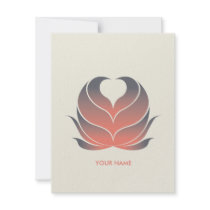 HEART FLOWER COMPLIMENT CARD CORAL CUSTOM INVITES