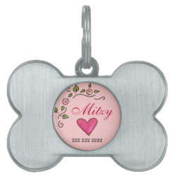 Heart &amp; Flower Dog Tag Pet Tag