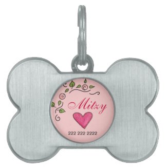 Heart &amp; Flower Dog Tag Pet Tag