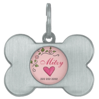 Heart & Flower Dog Tag