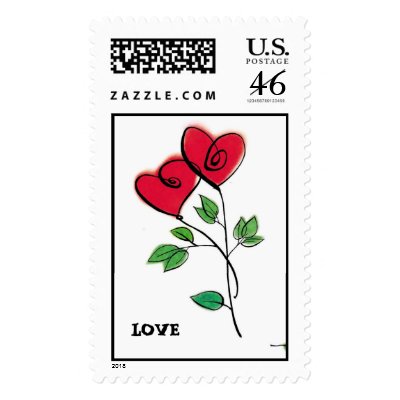 Heart Flowers LOVE Stamp