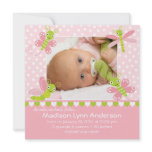 Heart Flutter Baby Girl Photo Announcement invitations