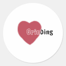 Heart Grinding Round Stickers