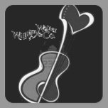 Heart Guitar Grey Black stickers