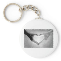 Heart Hands B&W Photo Key Chain