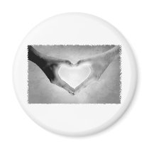 Heart Hands B&W Photo Magnets