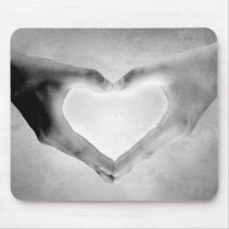 Heart Hands B&W Photo Mouse Pad