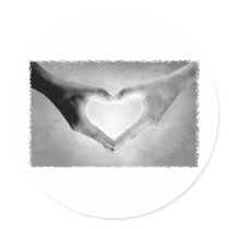 Heart Hands B&W Photo Stickers
