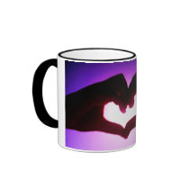 heart hands purple coffee mug