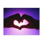 heart hands purple post cards