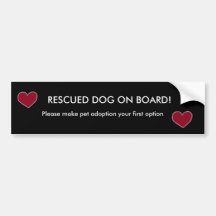 heart, heart, RESCUED DOG ON BOARD!, Please mak... Bumper Stickers