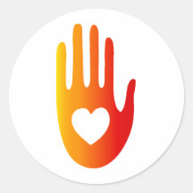 Heart in Hand Round Stickers