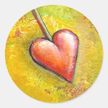 Heart in Motion - fun contemporary painting art Round Stickers