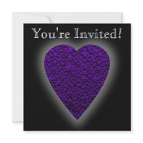 Heart in Purple Colors. Patterned Heart Design. Invitations