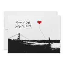 Heart in San Francisco Golden Gate Bridge Invitations