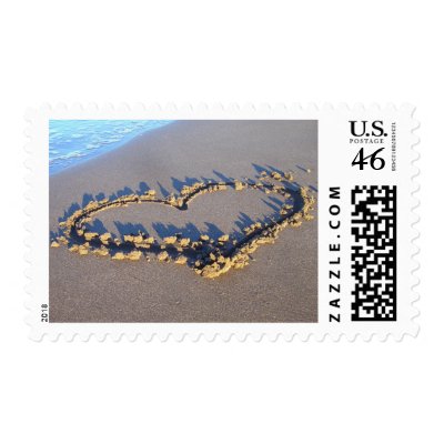 Heart in Sand Love stamps by PMCustomWeddings