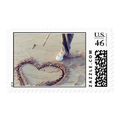 heart in sand Postage