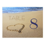 Heart in Sand Table Number Cards postcards