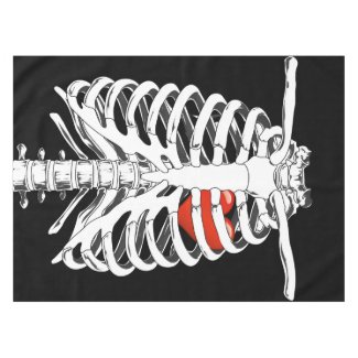 Heart In Skeleton Cage Halloween Tablecloth