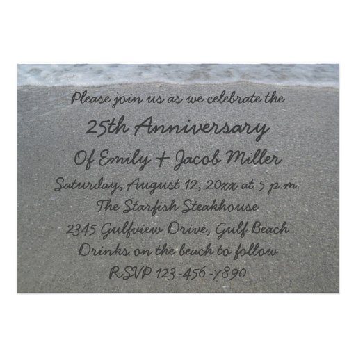 Heart in the Sand Beach Anniversary Party Invites