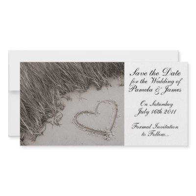 Heart in the Sand Save the Date Customized Photo Card
