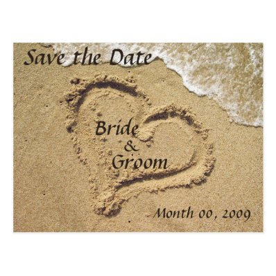 Heart in the Sand Save the Date Postcards
