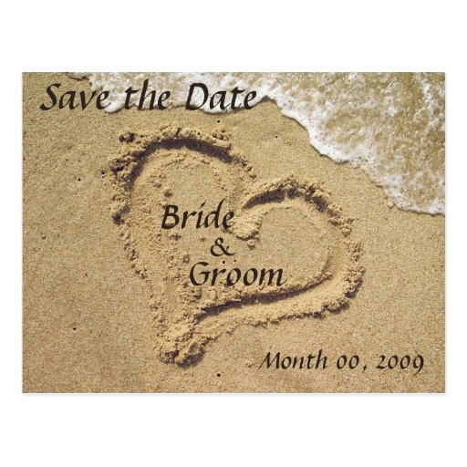 Heart in the Sand Save the Date Postcards