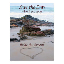 Heart in the Sand Save the Date Postcards