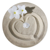Heart in the Sand Round Sticker