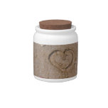 heart in the sand with shells candy jars at Zazzle